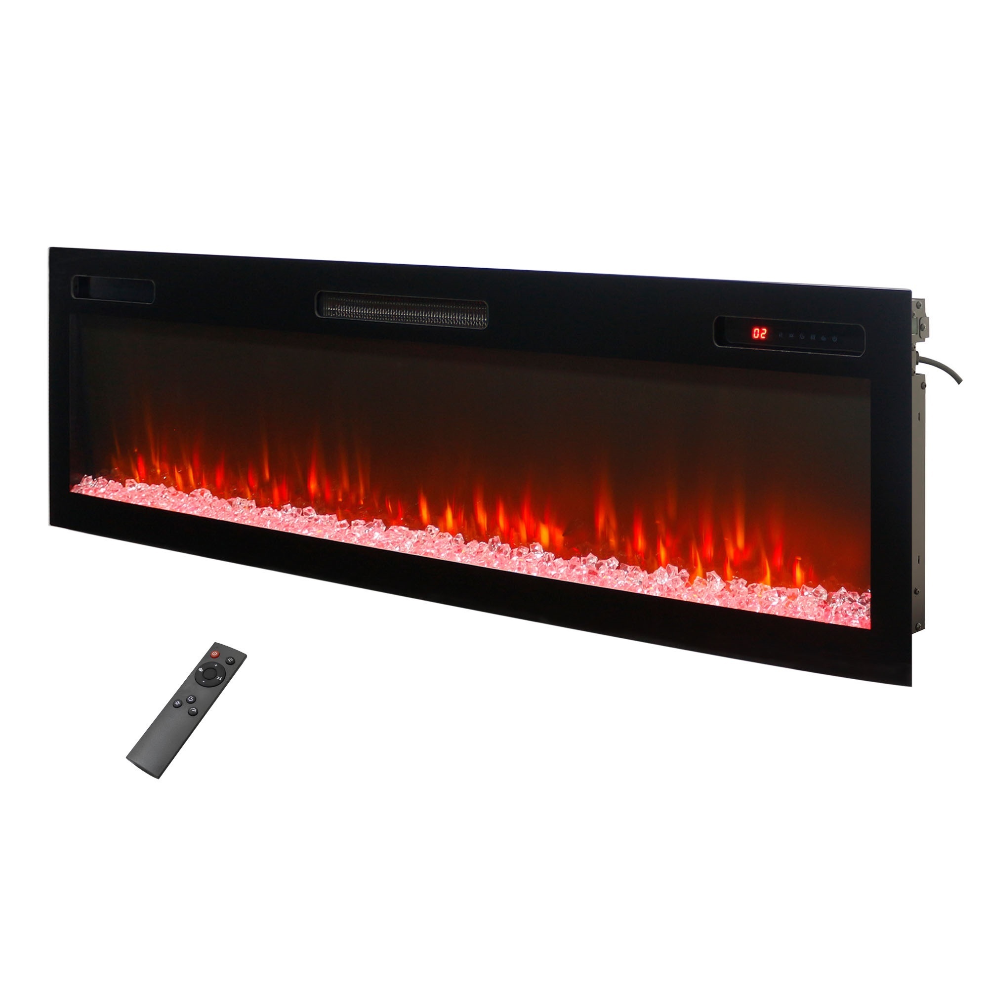 EdenDirect 62 Inch Electric Fireplace, Wall Mounted & Recessed Fireplace Heater with Remote, 16 Flame Colors & 5 Brightness, 750/1500W, Timer, Thermostat